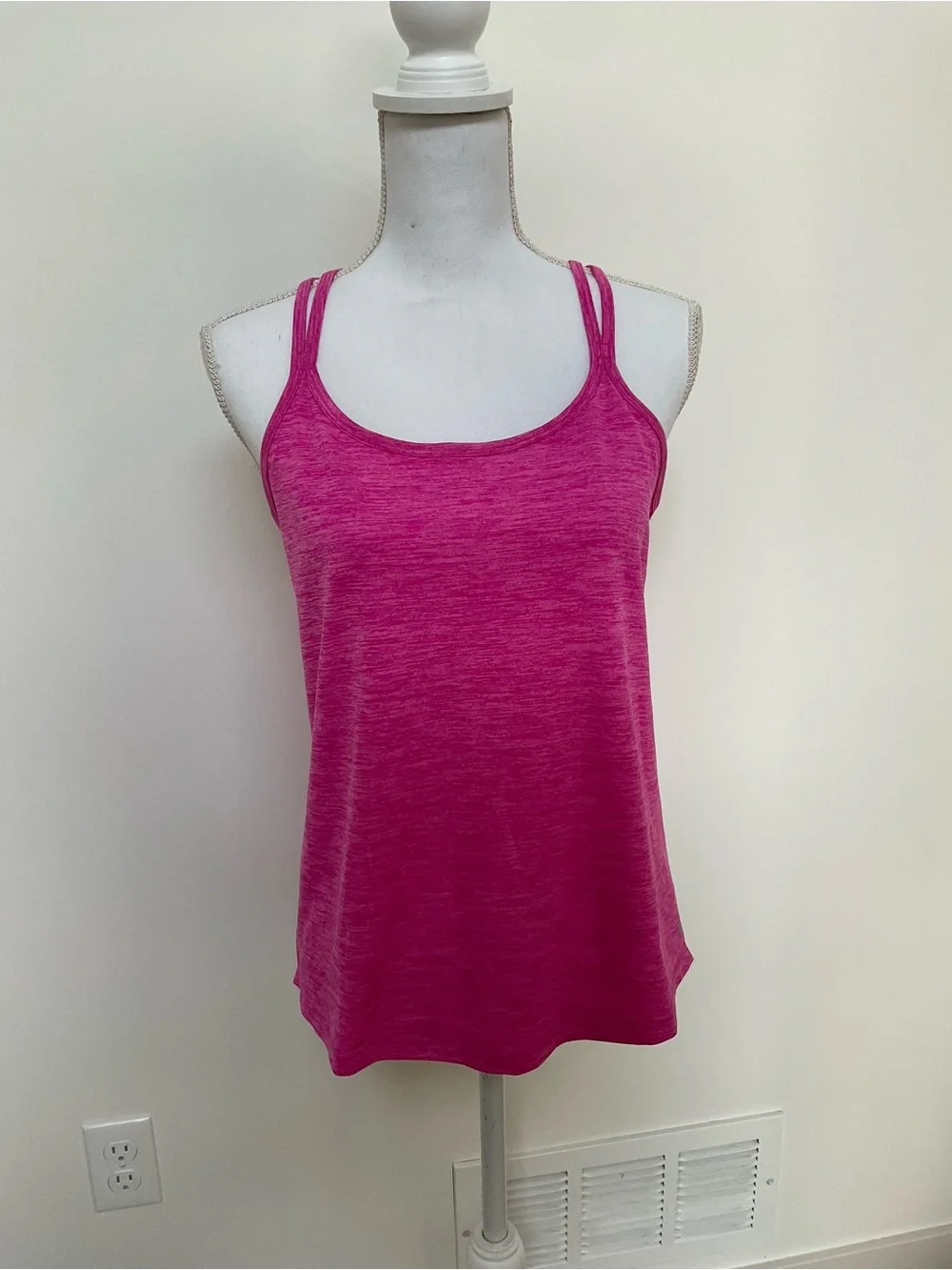 Layer 8 Double-Strap Heathered Fuchsia Tank - Picture 1 of 9